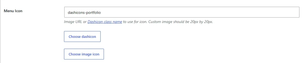 Menu Icon option CPT UI Add/edit Post Type