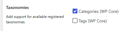 Taxonomies option CPT UI Add/edit Post Type