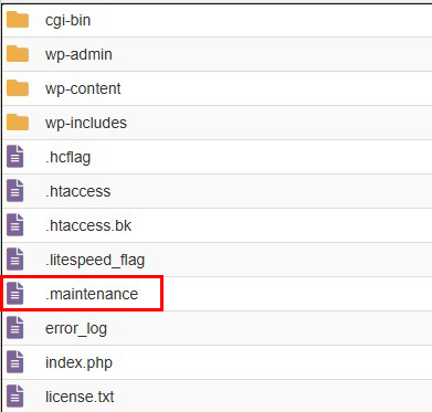 Wordpress Stuch on Maintenance .maintenance file