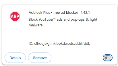 AdBlock Plus Disabled - Zee5 Videos not playing