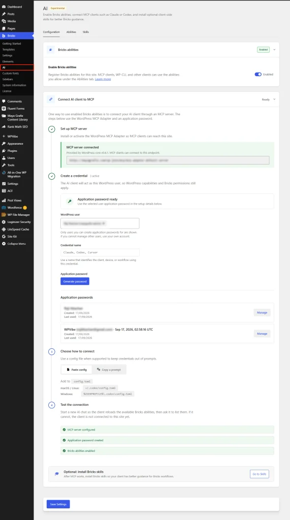 Bricks 2.4 AI: How I Extended MCP to My WordPress Blog 1 Bricks AI Screen