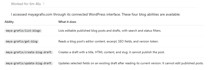 Bricks 2.4 AI: How I Extended MCP to My WordPress Blog 3 Mayagrafix custom plugin abilities