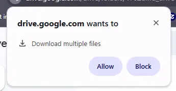 Google Drive Split Zip Files Asking for permission