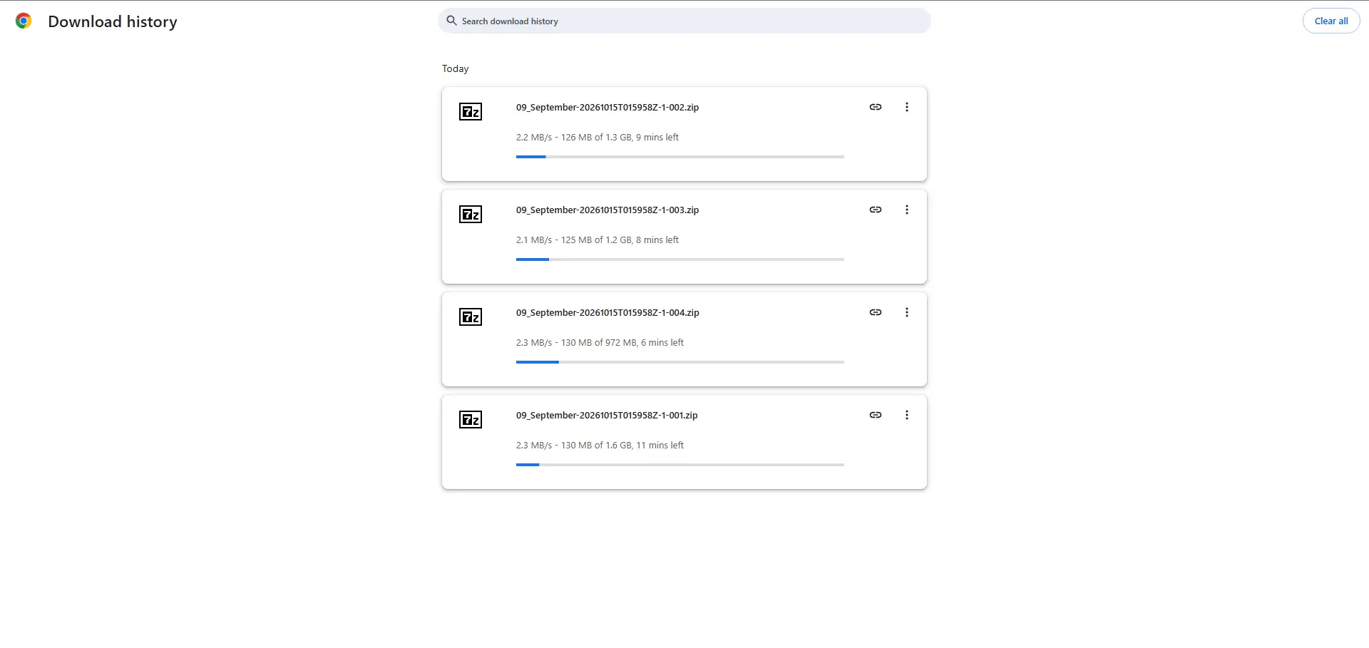 Google Drive Split Zip Files - Google Downloads screen