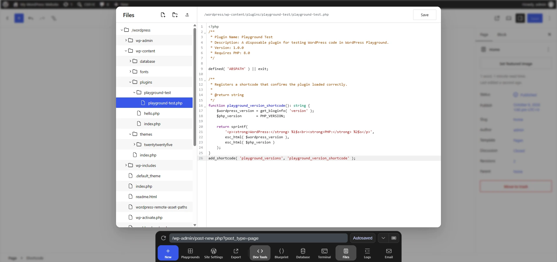 Wordpress Playground Plugin add through files
