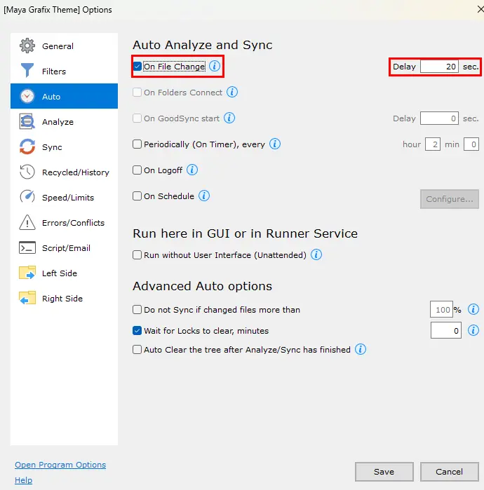 Auto Sync with 20 Sec Delay